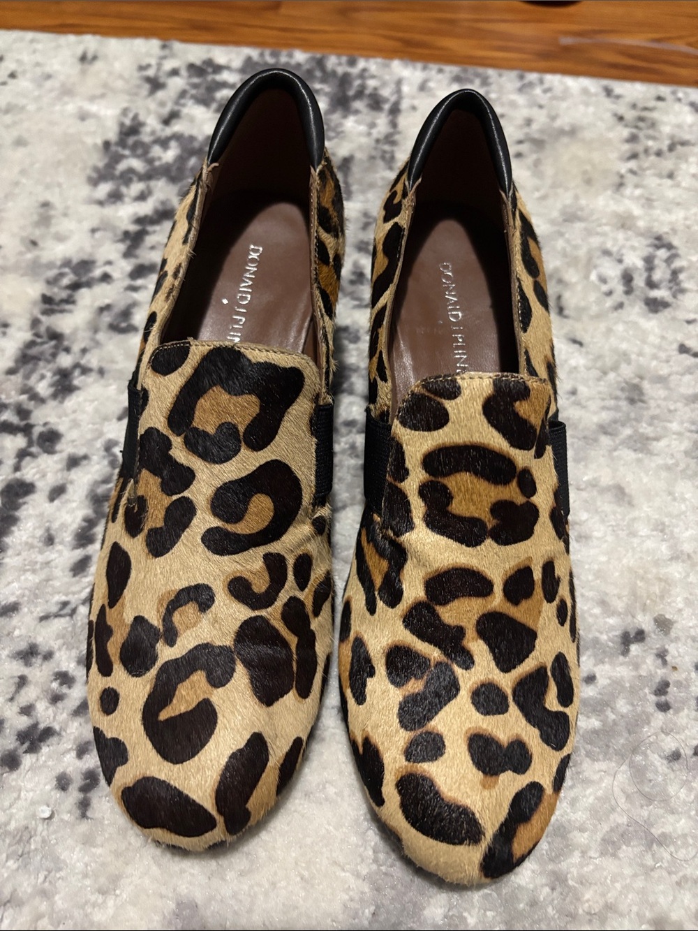 Donald J. Pliner Leopard Haircalf Slip-On Loafers in Tan and Black